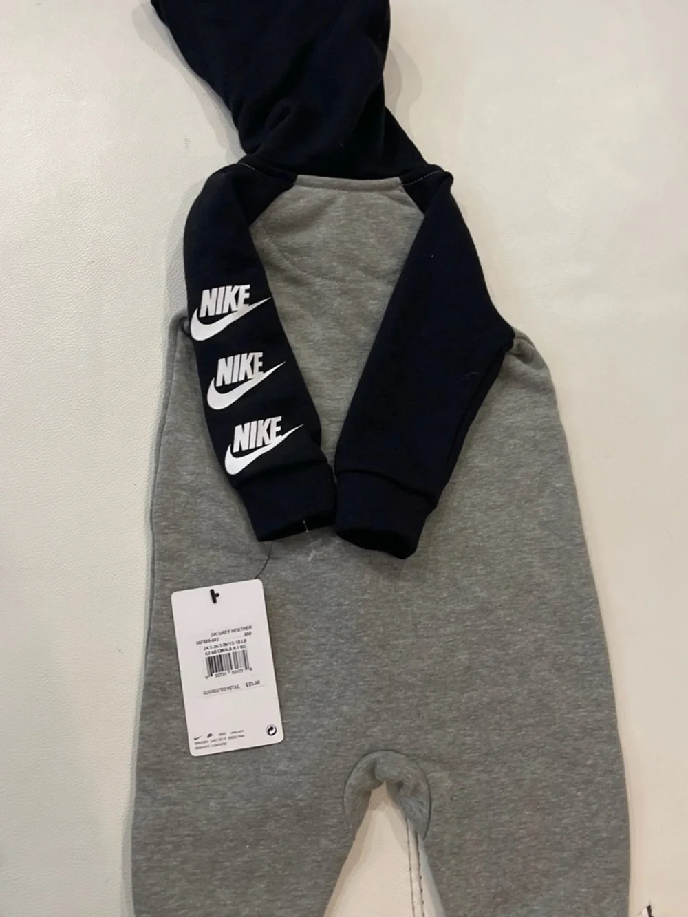 Nike Kids Grey and Black Hooded Zip-Up Sweatshirt
